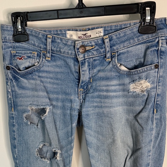Vintage Hollister Low Rise Distressed Jeans W24 L33 Y2K - Picture 1 of 4